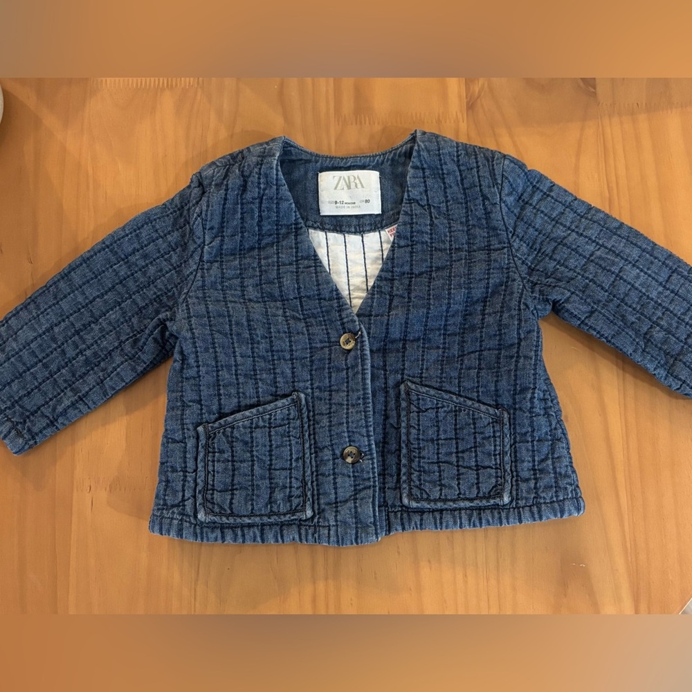 Zara Denim Blue Quilted Baby Jacket